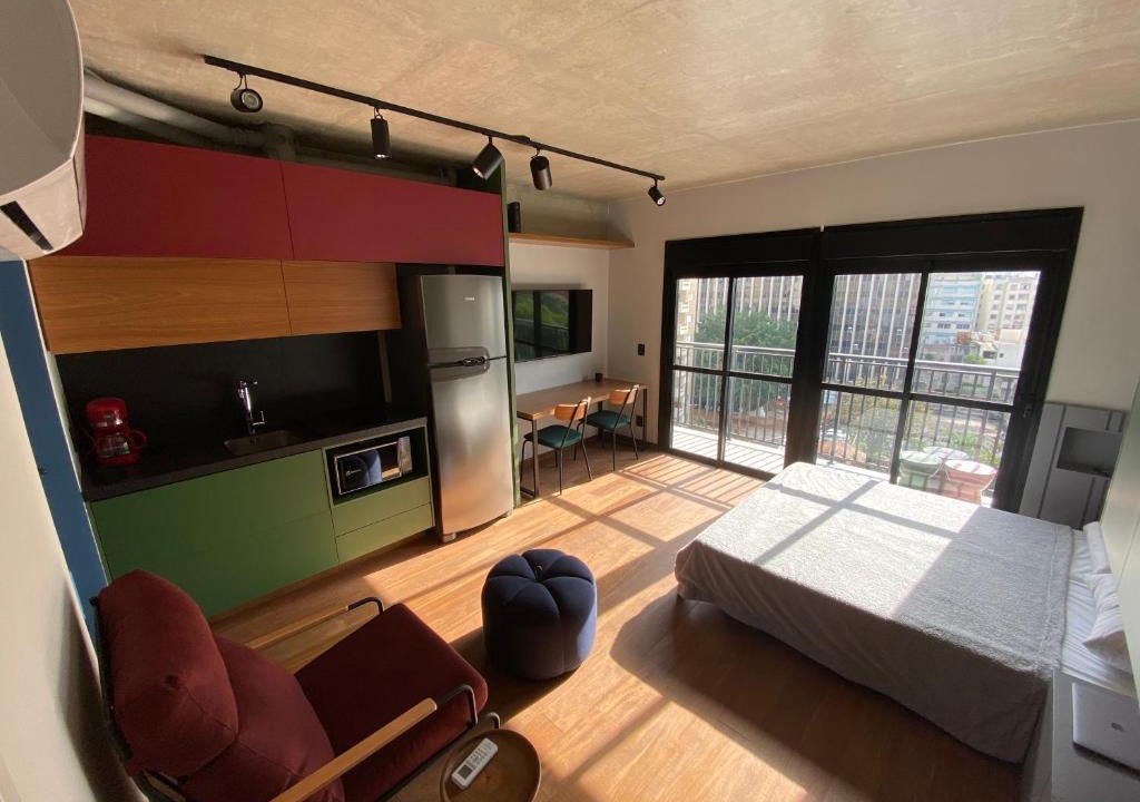 Consolacao Apartment | 97 New studio next Paulista Av, fast wifi and balcony