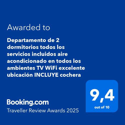 Centro Apartment | Departamento de 2 dormitorios todos los servicios incluidos aire acondicionado en todos los ambientes TV WiFi excelente ubicación INCLUYE cochera