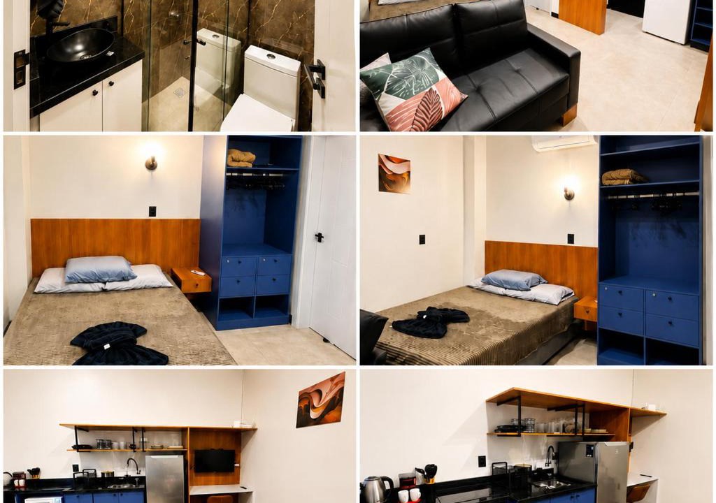 Paraiso Apartment | Studio Moderno e Novo - Cozinha Completa, Ar Condicionado e Wifi - Rápido Acesso ao Centro