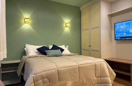 Pompeia Apartment | Studio Premium Gonzaga, Piscina, Coworking e Academia Vista Mar