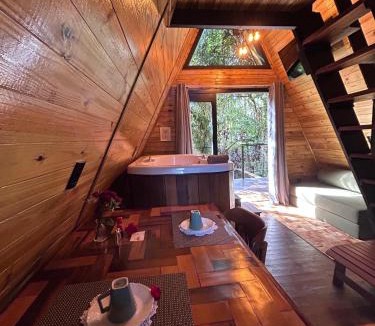 Alto Gasparinho Ski Chalet | Um chalé e um riacho no meio da natureza