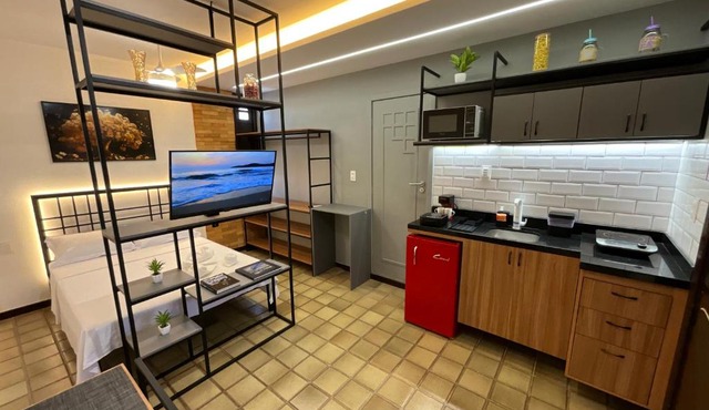 Studio moderno completamente climatizado no bairro Luzia