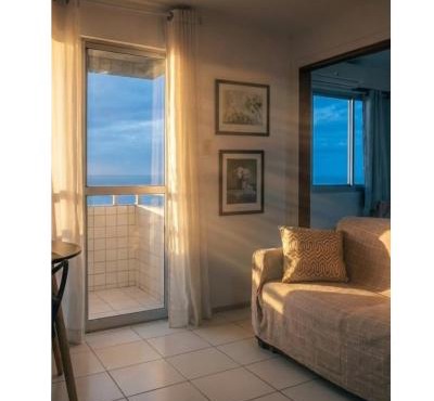Flat1 praia Ponta Areia vista mar boa localização